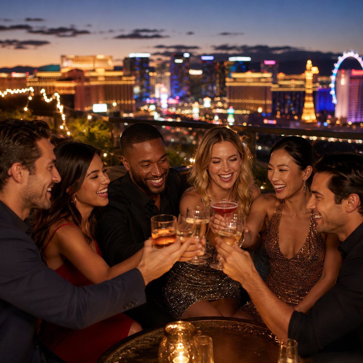 Singles connecting at a Las Vegas Lotus Events mixer